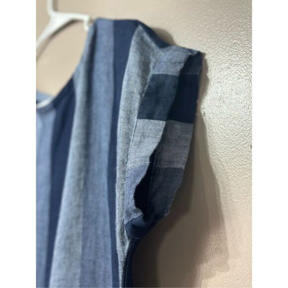 NWOT Garnett Hill Meraki Linen Patchwork Denim Boat Neckline Dress Women's S - Picture 4 of 12